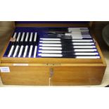 A W H Benson canteen of plated Old English pattern flatware for twelve people, in three tier