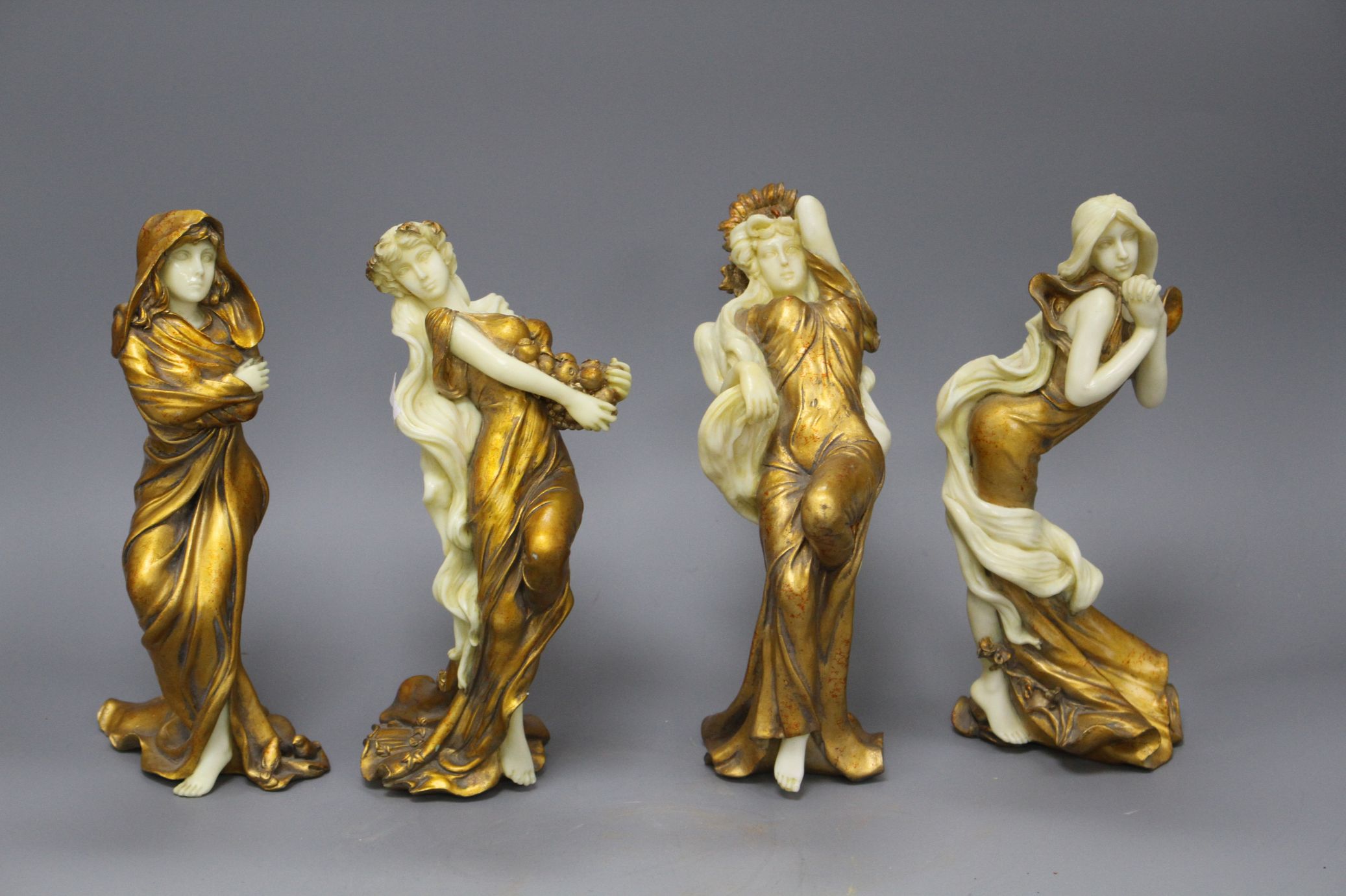 A set of four Italian gilt resin figures of maidens representing The Seasons, stamped STT, height - Image 4 of 14