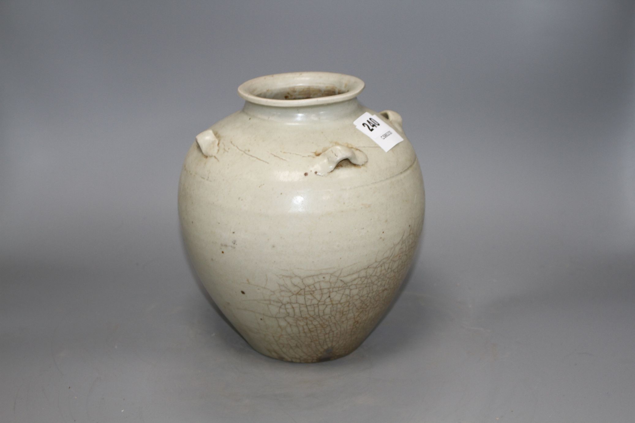 A Chinese Ding type vase, Ming dynasty or later, with loop handles, height 22cm Condition: Natural - Image 4 of 5