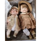An AM baby , bent limb body, 10in. and a Google Artist doll, 11in. (2)