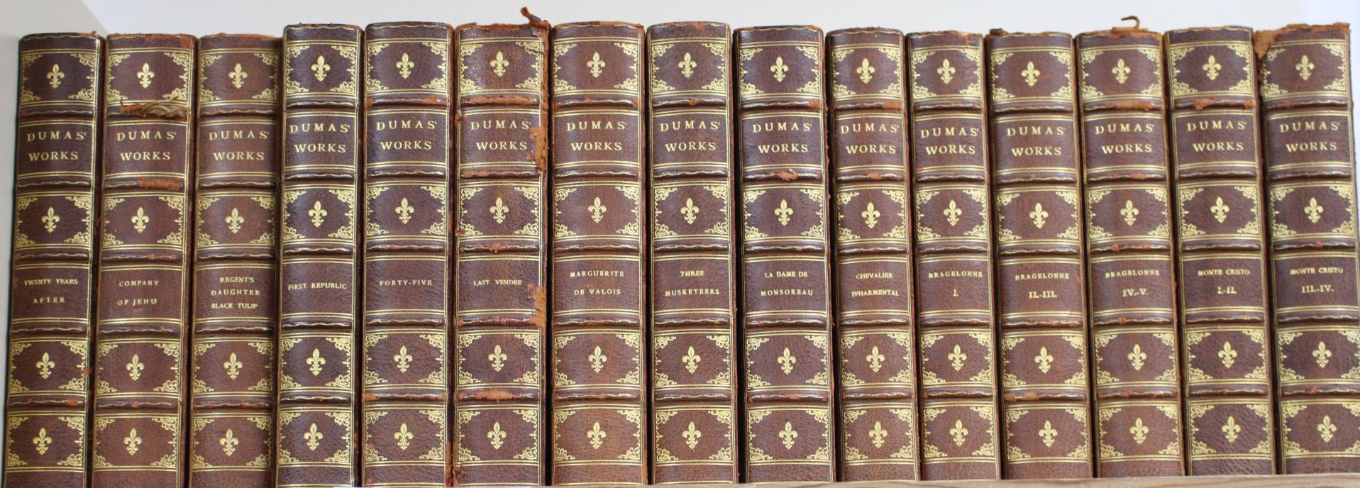 Dumas, Alexandre - Works, John Wanamaker of Paris, c.1900, half calf, 15 vols Condition: Varying