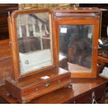A George III mahogany toilet mirror with base drawer, W.39cm H.51cm and an Edwardian mirrored
