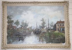 Theodorus Van Oorschot (1910-1989), oil on canvas, Dutch canal scene, signed, 60 x 90cm Condition: