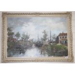 Theodorus Van Oorschot (1910-1989), oil on canvas, Dutch canal scene, signed, 60 x 90cm Condition: