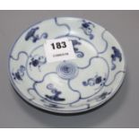 A Chinese blue and white saucer dish from the Tek Sing Treasures sale, 15.5cm Condition: Good