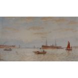 George Stanfield Walters (1838-1924) watercolour, Timber steamer on the Hitchin, Southampton