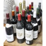 Fifteen assorted wines, comprising: - Chateau Karuan Margaux 1996 (2) both mid neck- Jaboulet Tableu