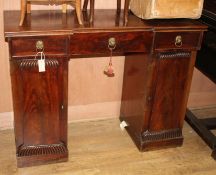 A William IV mahogany pedestal sideboard, W.122cm D.50cm H.91cm Condition: The varnish is faded