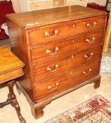 A George III mahogany two part chest, W.93cm D.51cm H.100cm Condition: The top is faded and has some