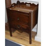 A George III mahogany tray top commode, W.58cm D.44cm H.82cm Condition: The top is slightly bowed as