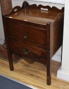 A George III mahogany tray top commode, W.58cm D.44cm H.82cm Condition: The top is slightly bowed as