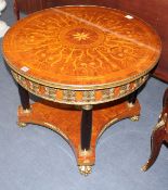 A Meuble Francais marquetry inlaid circular occasional table, Diam.81cm H.65cm Condition: Very good