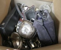 A mixed quantity of assorted silver, including a Victorian silver sifter spoon, two sterling sugar