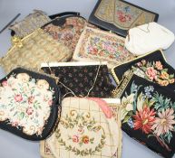 A collection of assorted vintage bags and evening purses Condition:- heavy striped silver and gold