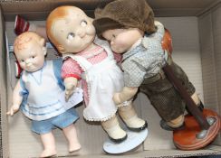 Four American Cloths / Effanbee Patsy original clothes, 14in., a Cameo doll, original clothes,