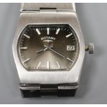 A gentleman's modern stainless steel Rotary manual wind? wrist watch, winder detached. Condition: