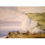 Sidney Vale (20th C.)(Wapping Group), watercolour, Cliffs at Eastbourne, signed