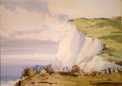 Sidney Vale (20th C.)(Wapping Group), watercolour, Cliffs at Eastbourne, signed