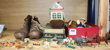 A group of toys and curios Condition:- Norah Wellings sailor doll - a little dirty, 21cm- unmarked