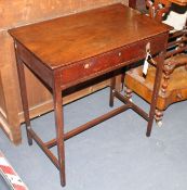 A George III mahogany side table, with frieze drawer, W.71cm D.43cm H.76cm Condition: Of even mid to