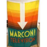A rare early 20th century Marconi Television banner, brightly coloured, height approx. 204cm width