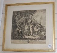 Bartolozzi after Mortimer, engraving, 'The Death of Sir Philip Sidney', 39 x 40cm and Basire