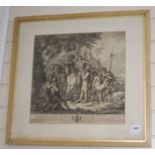 Bartolozzi after Mortimer, engraving, 'The Death of Sir Philip Sidney', 39 x 40cm and Basire