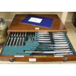 A Garrard & Co canteen of plated cutlery and flatware, for twelve people, in three drawer case