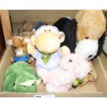 A group of assorted soft toys Condition:- large plush seated dog - slightly dirty but otherwise