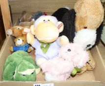 A group of assorted soft toys Condition:- large plush seated dog - slightly dirty but otherwise