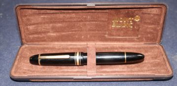 A Montblanc Meisterstuck No.149 fountain pen, with two colour nib, in brown suede effect box, pen