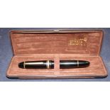 A Montblanc Meisterstuck No.149 fountain pen, with two colour nib, in brown suede effect box, pen