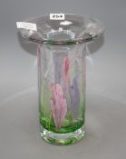 A Caithness glass vase, decorated with stylised crocuses, height 25cm, with original box