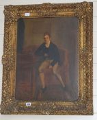 Early 19th century English School, oil on canvas, Full length portrait of a gentleman seated