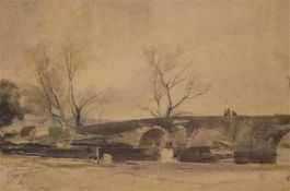 Oliver Hall (1869-1957), watercolour, 'Study of a bridge across The Frome', signed, 34 x 50cm