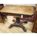 A Victorian rosewood folding card table, W.91cm D.45cm H.72cm Condition: The top is marked