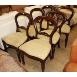 A set of six Victorian style mahogany balloon back dining chairs Condition: Good