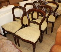 A set of six Victorian style mahogany balloon back dining chairs Condition: Good