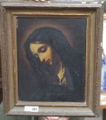 19th century Italian School, oil on canvas, Study of the Virgin, 34 x 27cm Condition: Rather dark