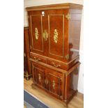 A Meuble Francais gilt metal mounted burrwood cocktail cabinet, W.86cm D.43cm H.158cm Condition: