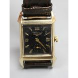 A gentleman's 1940's '10k gold filled' Longines manual wind wrist watch, with rectangular Arabic and