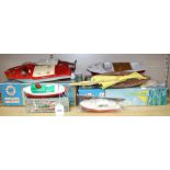 Six Scalex plastic model boats, comprising: Swift II racing yacht, complete with figure and