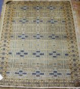 An Anatolian cream ground rug, with dense field of geometric motifs, 112 x 89cm Condition: Faded and
