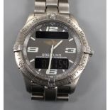 A gentleman's steel Breitling Aerospace quartz wrist watch, on Breitling bracelet. Condition: Case