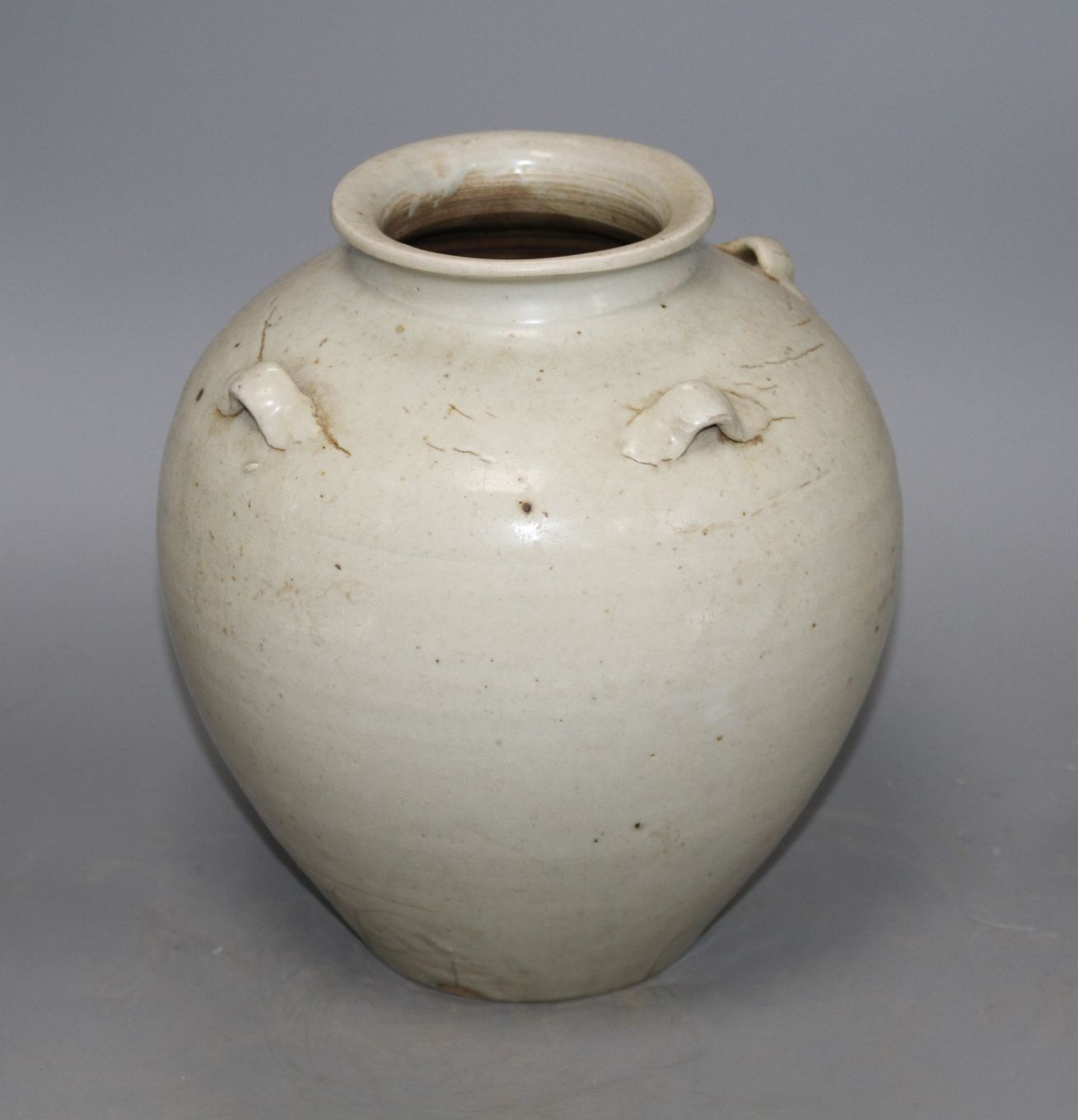 A Chinese Ding type vase, Ming dynasty or later, with loop handles, height 22cm Condition: Natural