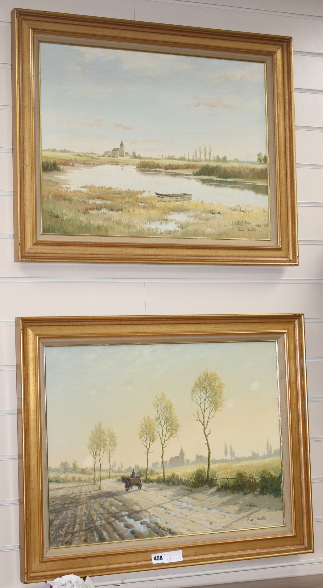 Roger Desoutter (1923-), pair of oils on canvas, Northern French landscapes, signed, 45 x 60cm