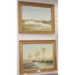 Roger Desoutter (1923-), pair of oils on canvas, Northern French landscapes, signed, 45 x 60cm