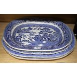 Four Victorian meat plates Condition:- Ironstone china, pattern 5/799, decorated with pagodas, 43cm,