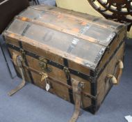 An early 20th century cabin trunk by Friedrich Wallauer of Darmstadt, with black painted metal