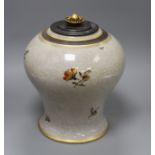 A Royal Copenhagen crackle glaze vase with bronze cover, 553/2433, height 28cm Condition: Very